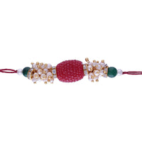 Etnico Ethnic Designer Pearl Beads Studded Rakhi Bracelet for Men/Brother/ Bhaiya for Rakshabhandan (R089R)