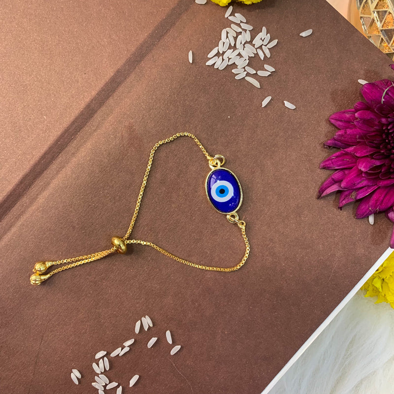 Etnico I Jewels Rakshabandhan Enamel Designer Evil Eye lumba Rakhi For Bhabhi/Sister (R128-L)