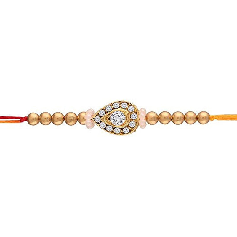 Etnico Gold Plated Stone Studded Rakhi For Men (R615-R)