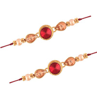 Etnico Gold Plated Stone Studded And Pearl Combo Pack of 2 Rakhi for Beloved Brother (R632-2)