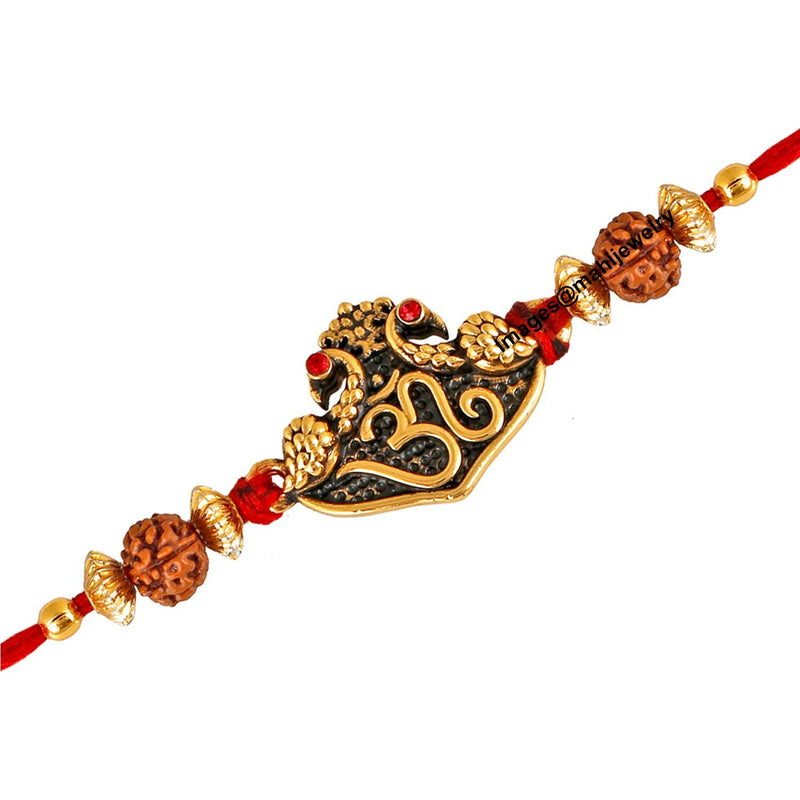 Mahi Gold Plated Purely Divine Om Rudraksh Rakhi for beloved brothers RA1100597G