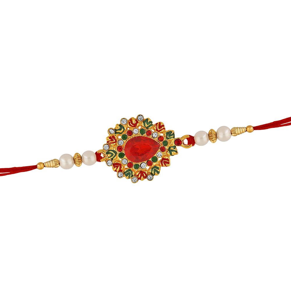 Mahi Classic Designer Multicolor Crystals Rakhi for Beloved Brother /Bhaiya (RA1100631G)