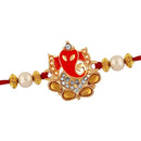 Mahi Spiritual Lord Ganesha Rakhi with Crystal and Artificial Pearl for Adorable Brothers (RA1100633Z)