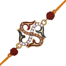 Mahi Religious Swastik Rudraksha Rakhi with Brown and White Crystals for Bhaiya (RA1100637G)