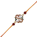 Mahi Religious Swastik Rudraksha Rakhi with Brown and White Crystals for Bhaiya (RA1100637G)