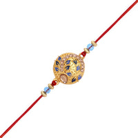 Mahi Delightful Rakhi with Meena work and Crystal for Dearest Brothers (RA1100639G)