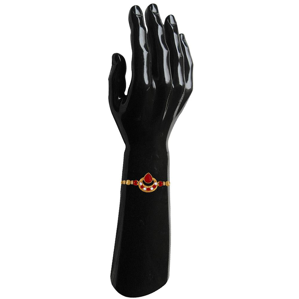 Mahi Simple and Elegant Red White Crystals Rakhi for Brothers (RA1100651G)