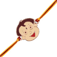 Mahi Rose Gold Plated Cartoon Rakhi for Kids with Meena Work Enamel (RA1100660Z)