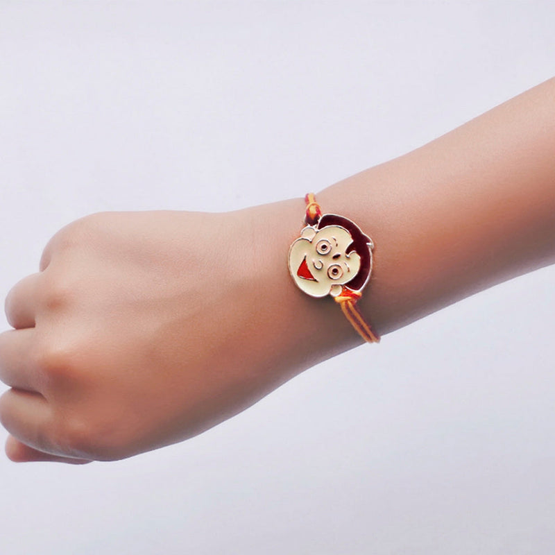 Mahi Rose Gold Plated Cartoon Rakhi for Kids with Meena Work Enamel (RA1100660Z)