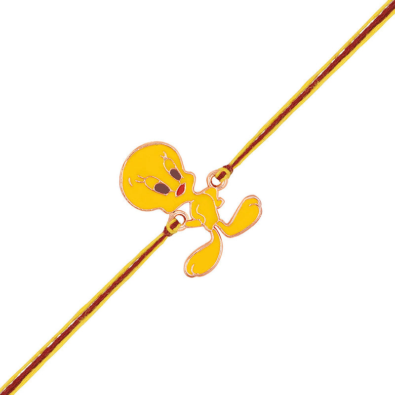 Mahi Rose Gold Plated Cartoon Rakhi for Kids with Meena Work Enameled (RA1100663Z)