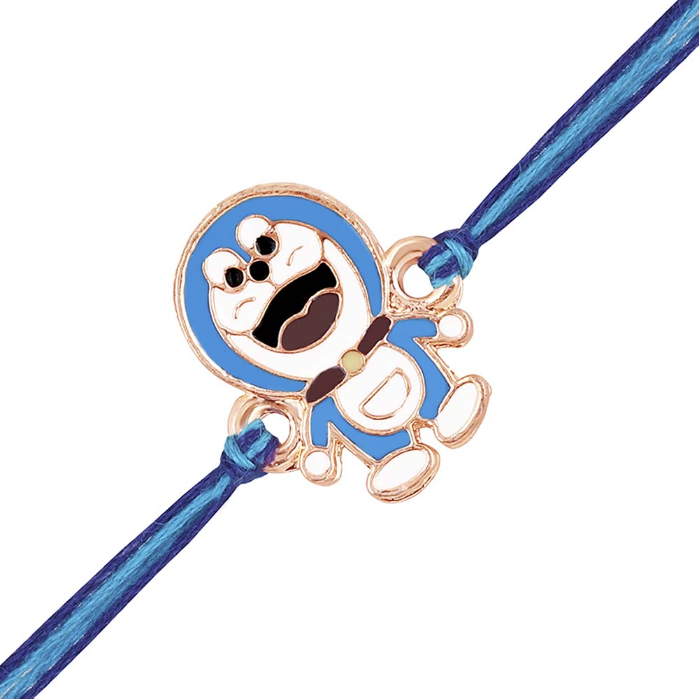 Mahi Rose Gold Plated Cartoon Rakhi for Kids with Meena Work Enameled (RA1100665Z)