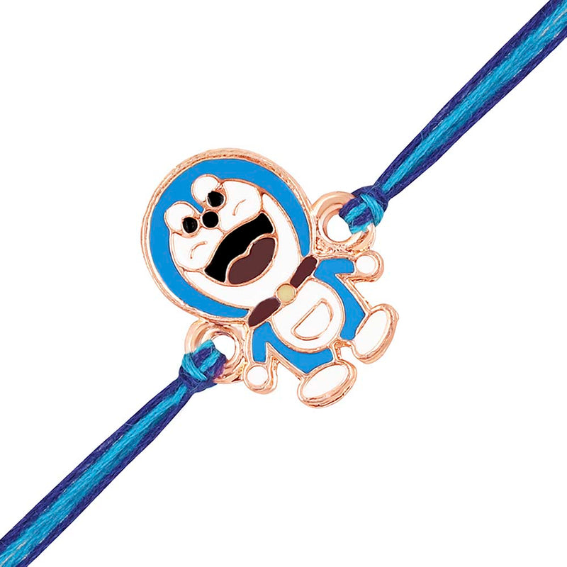 Mahi Rose Gold Plated Cartoon Rakhi for Kids with Meena Work Enameled (RA1100665Z)