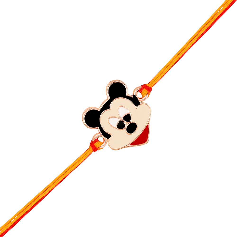 Mahi Rose Gold Plated Cartoon Rakhi for Kids with Meena Work Enameled (RA1100666Z)