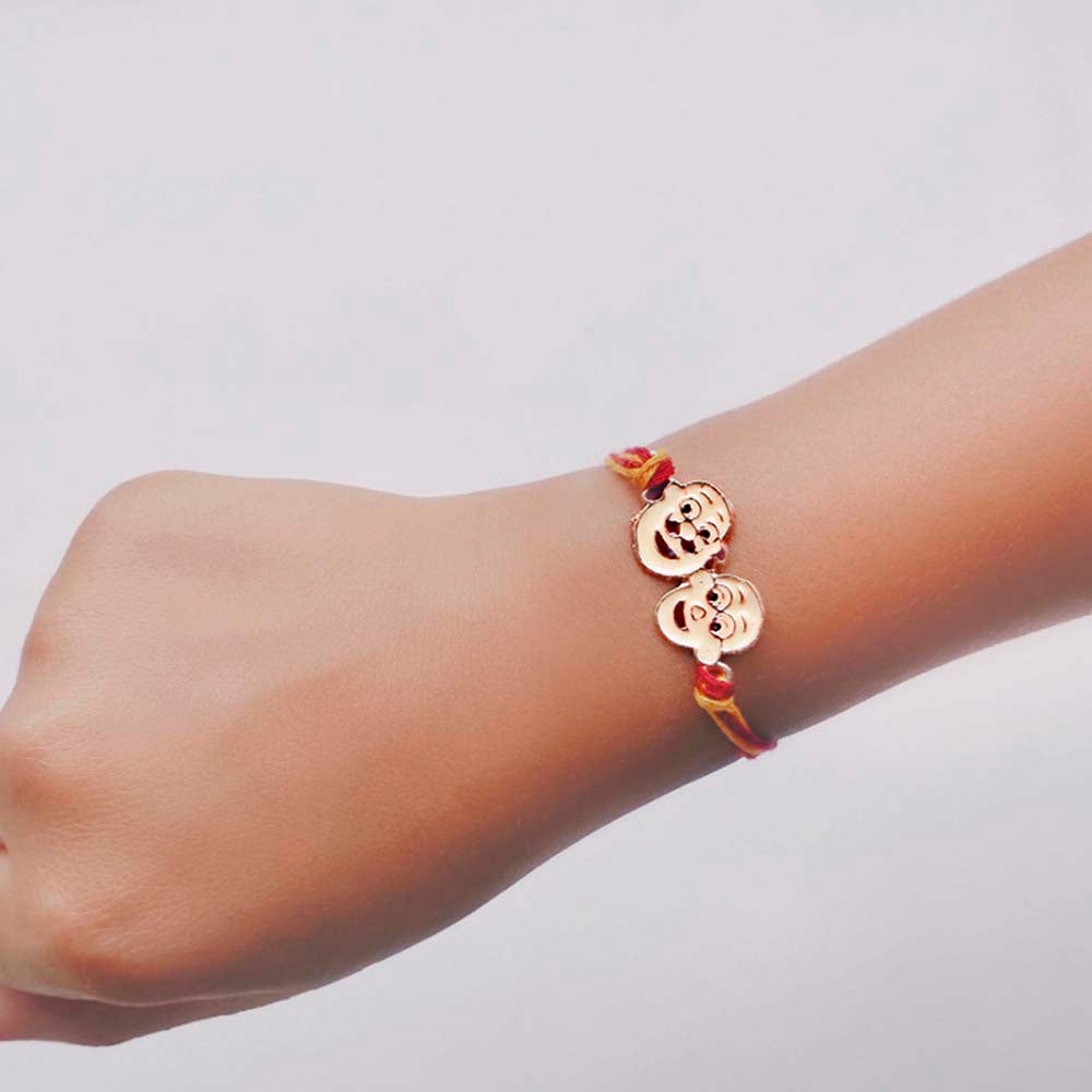 Mahi Rose Gold Plated Cartoon Rakhi for Kids with Meena Work Enameled (RA1100667Z)