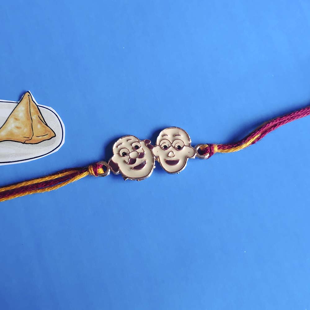 Mahi Rose Gold Plated Cartoon Rakhi for Kids with Meena Work Enameled (RA1100667Z)