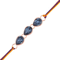 Mahi Water Drop Shape Monatana Blue Crystal Rakhi for Brother / Bhaiya (RA1100684Z)