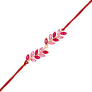 Mahi Light and Dark Pink Leafe Shape Crystals Rakhi for Bhaiya / Brother (RA1100686Z)