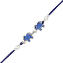 Mahi Dual Elephant Shape Blue Crystals Rakhi for Bhaiya / Brother (RA1100688R)