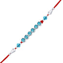 Mahi Rhodium Plated Light Blue Crystals Rakhi for Bhaiya / Brother (RA1100689R)