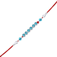 Mahi Rhodium Plated Light Blue Crystals Rakhi for Bhaiya / Brother (RA1100689R)