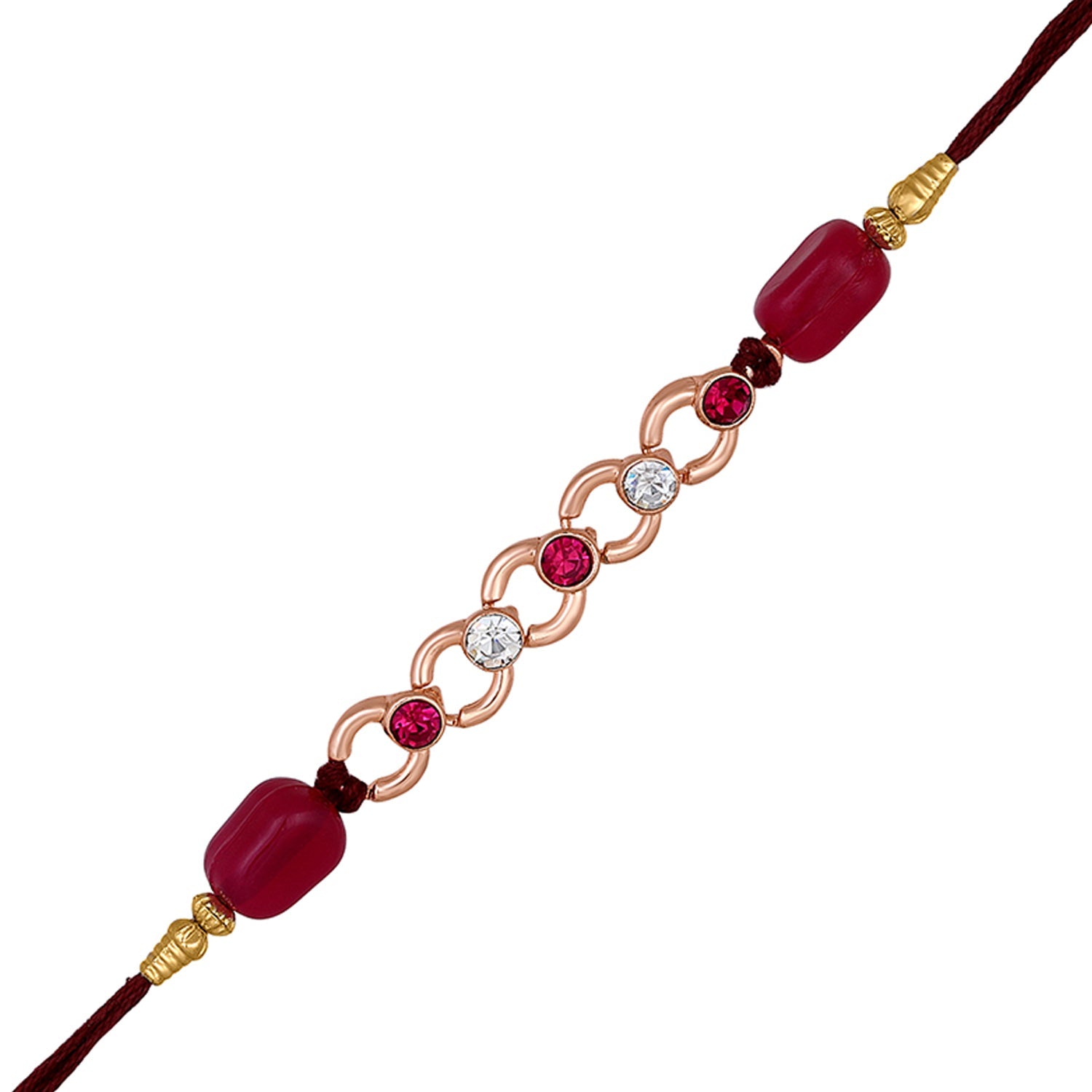 Mahi Rose Gold Plated Pink and White Crystals Rakhi for Bhai (RA1100717ZPin)