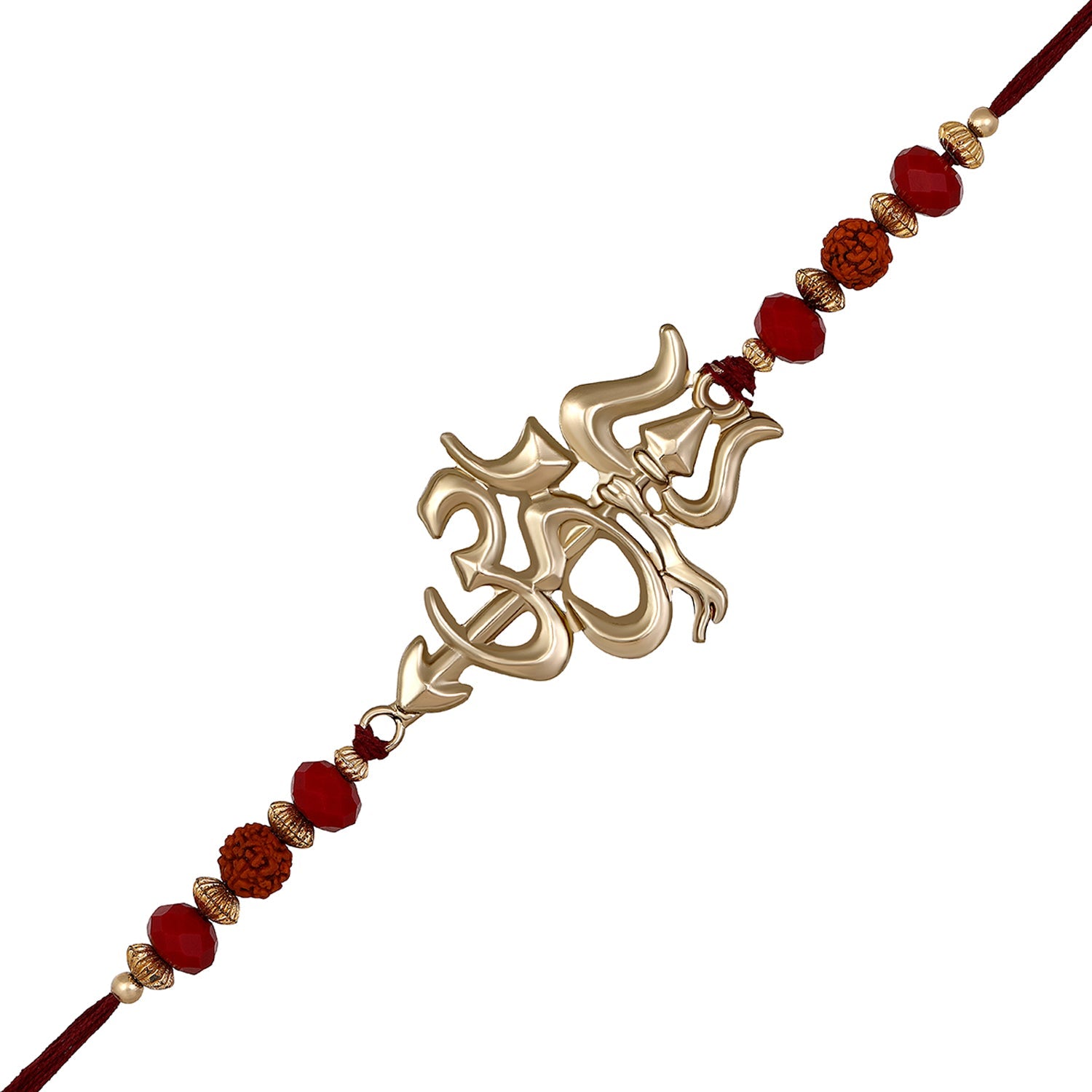Mahi Rose Gold Plated OM and Trishul Rakhi with Rudraksha for Bhaiya (RA1100732G)