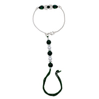 Mahi Rhodium Plated Green Crystal Lumba Rakhi for Bhabhi (RAL1100714RGre)