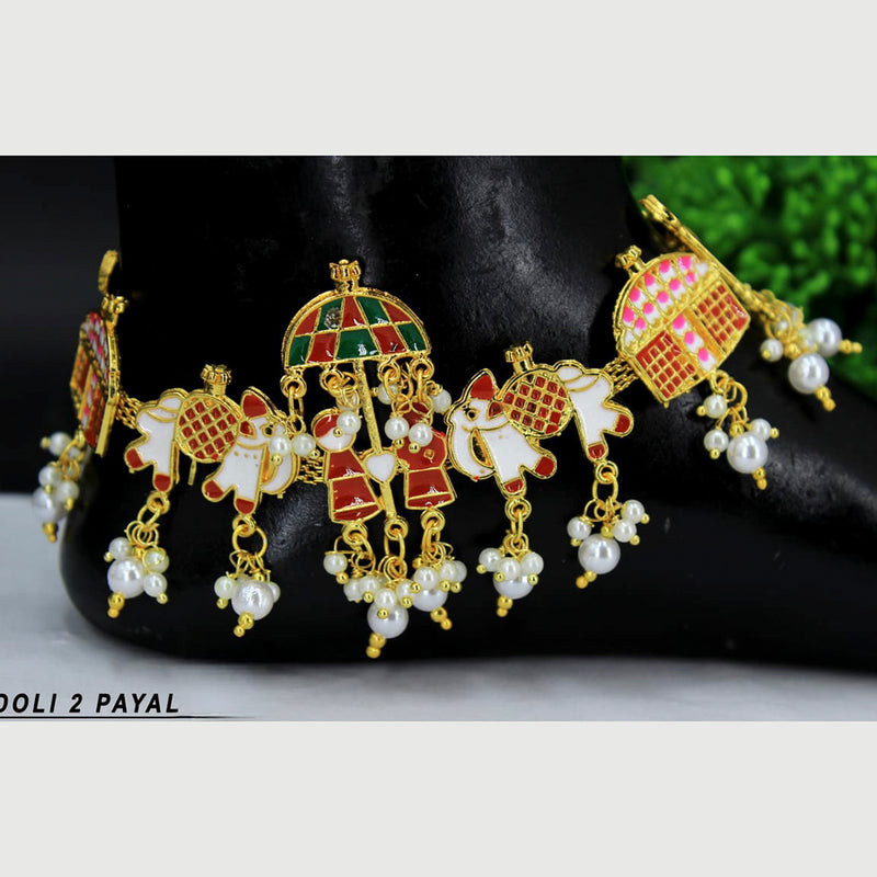 Radhe Creation Traditional Meenakari Multicolor Barat Doli Payal For Brides