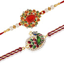 Mahi Combo of Designer Peacock Rakhi's with Multicolor Crystal and Beads for Bhaiya (RCO1105214G)