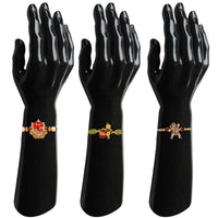 Mahi Combo of Ganesha Krishana and Hanuman Rakhi's with White Crystal and Artificial Pearl for Adorable Brother (RCO1105216M)