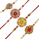 Mahi Combo of Exclusive Designer Meenakari Work Rakhi's with White Crystal and Artificial Pearl for Bhaiya (RCO1105230M)