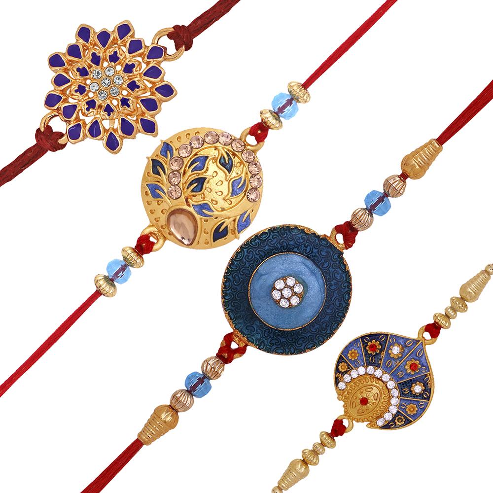 Mahi Combo of Exclusive Designer Meenakari Work Rakhi's with Multicolor Crystal and Artificial Pearl for Bhaiya (RCO1105231M)