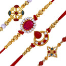 Mahi Combo of 4 Designer  Multicolor Crystals Rakhi's for Brother (RCO1105253G)