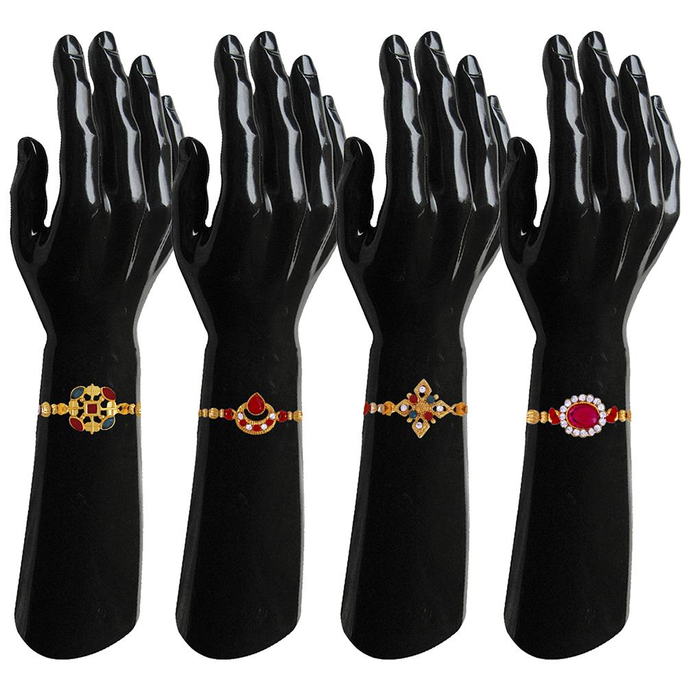 Mahi Combo of 4 Designer  Multicolor Crystals Rakhi's for Brother (RCO1105253G)