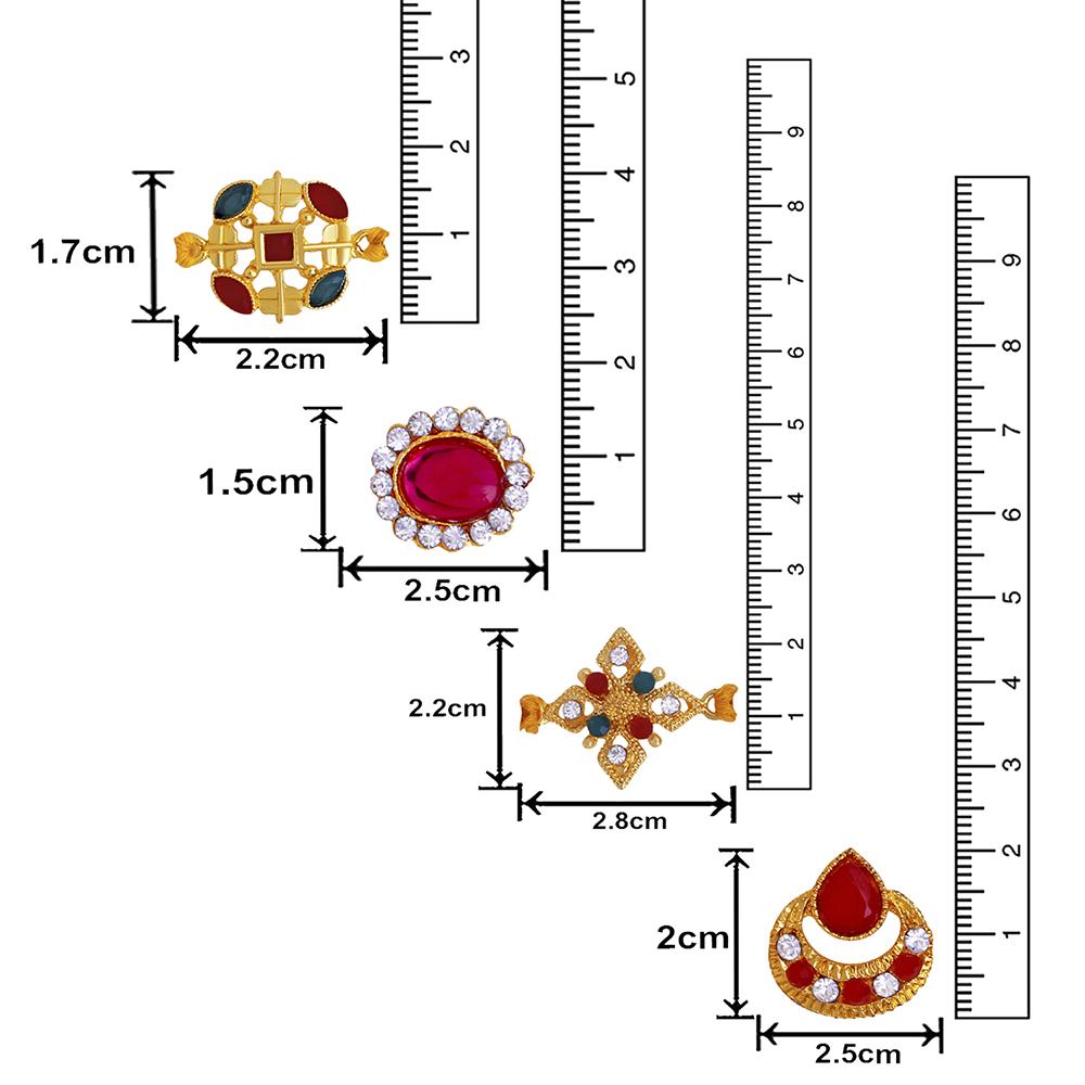 Mahi Combo of 4 Designer  Multicolor Crystals Rakhi's for Brother (RCO1105253G)