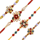 Mahi Combo of 4 Designer  Multicolor Crystals Rakhi's for Brother (RCO1105255G)