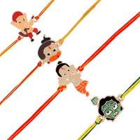 Mahi Combo of Bal Hanuman Bal Ganesh and Bal Krishna Kids Rakhi with Meena Work (RCO1105327Z)