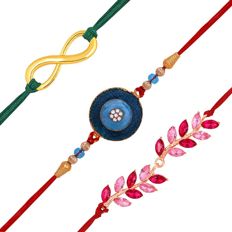 Mahi Combo of Leafy, Infinite and Floral Rakhis for Men (RCO1105363M)