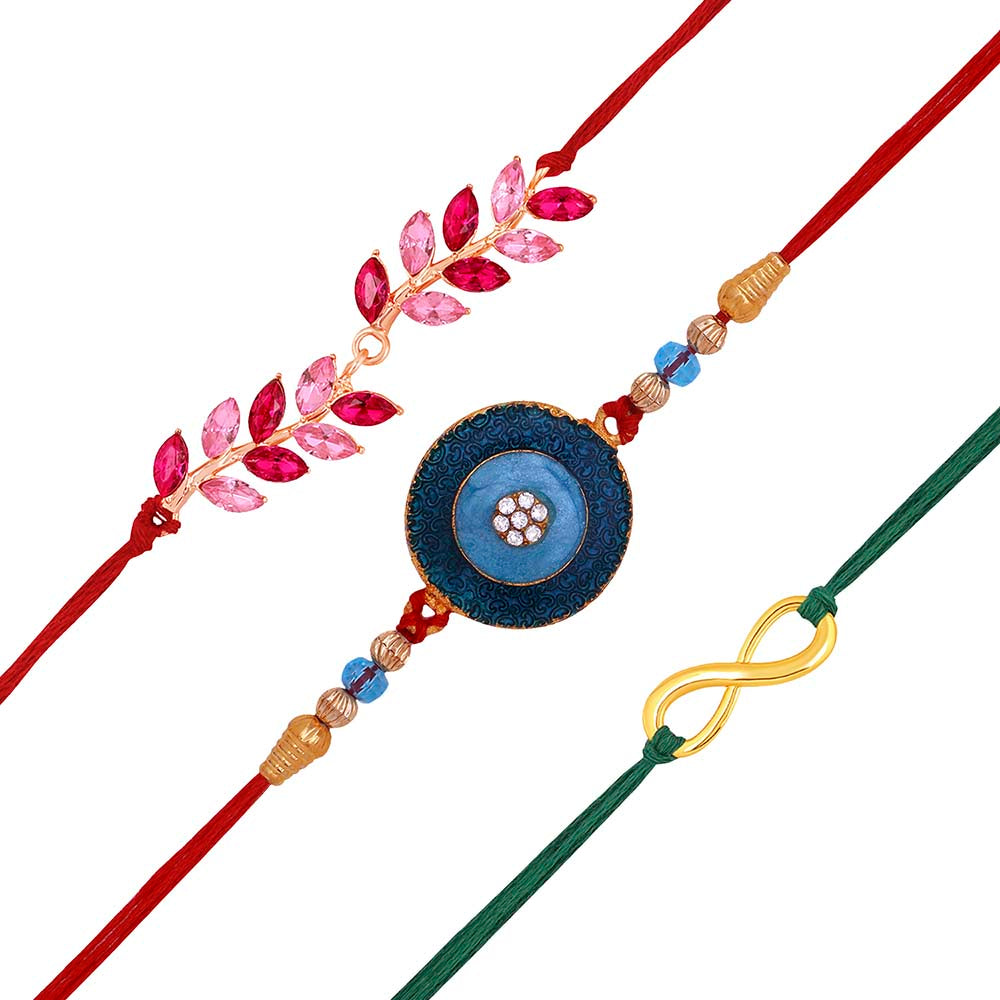 Mahi Combo of Leafy, Infinite and Floral Rakhis for Men (RCO1105363M)