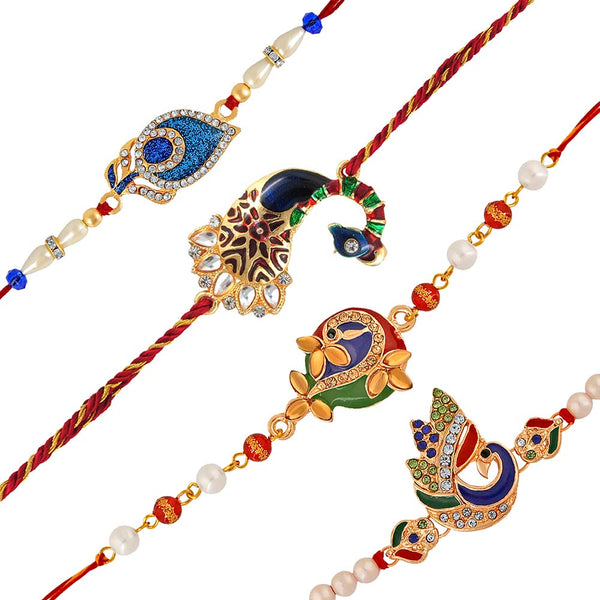 Mahi Combo of Peacock and Peacock Feather Rakhis for Men (RCO1105373M)