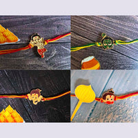 Mahi Combo of Bal Ganesh, Bal Krishna and Bal Hanuman Rakhis for Kids (RCO1105380M)