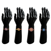 Mahi Combo of Floral and Peacock Shaped Meena Work Colorful Rakhis for Brother (RCO1105414M)