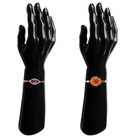 Mahi Combo of Classic Designer and Evil Eye Rakhis for Meena Work and Crystals for Bhai (RCO1105416G)