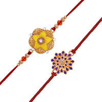 Mahi Combo of Peacok and Floral Shaped Meena Work and Crystals Rakhi's for Bhaiya (RCO1105418M)