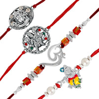 Mahi Combo of OM, Hanuman, Krishna and Shiva Religious Rakhis for Brother / Bhaiya (RCO1105420M)