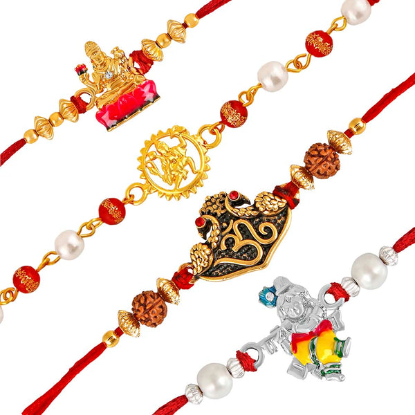 Mahi Combo of OM, Hanuman, Krishna and Maa Laxmi Religious Rakhis for Brother / Bhaiya (RCO1105422M)