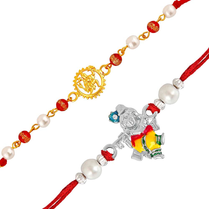 Mahi Combo of OM, Hanuman, Krishna and Maa Laxmi Religious Rakhis for Brother / Bhaiya (RCO1105422M)