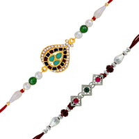 Mahi Combo of Classic Designer Multicolor Crystals Rakhi for Beloved Brother /Bhaiya (RCO1105428M)