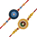 Mahi Combo of 2 Floral Rakhis with Meena Work and Crystals for Bhaiya / Brother (RCO1105429G)