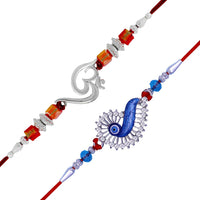 Mahi Combo of Om and Evil Eye Rakhi with Crystals and Meena Work Rakhi for Bhaiya / Brother (RCO1105432R)